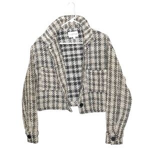 MyStyle Women's Cropped Button-Up Tweed Jacket Size L